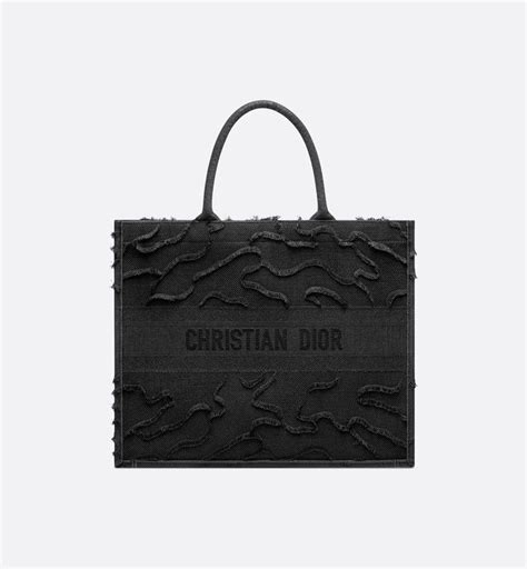 black camouflage embroidered dior book tote